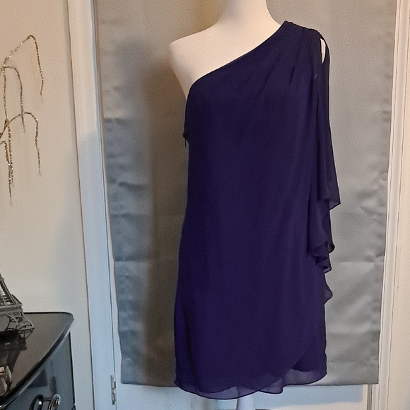 Purple Asymmetrical One-Shoulder Cocktail Dress - Picture 1 of 6